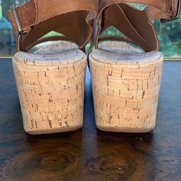 Korks by Kork Ease Brown Leather Slingback Buckle Adela Wedge Sandals Size 10 - Picture 3 of 9